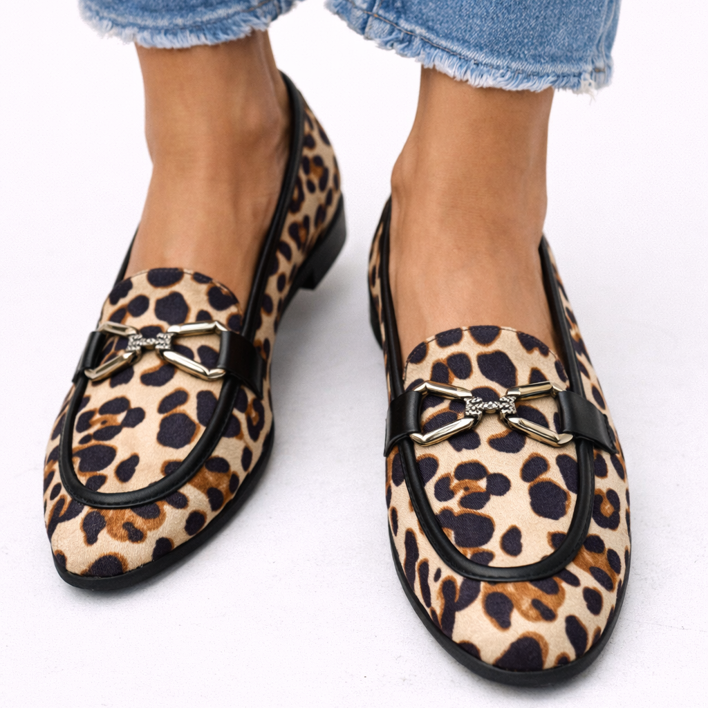 Genève - Moderne mocassins met luipaardprint
