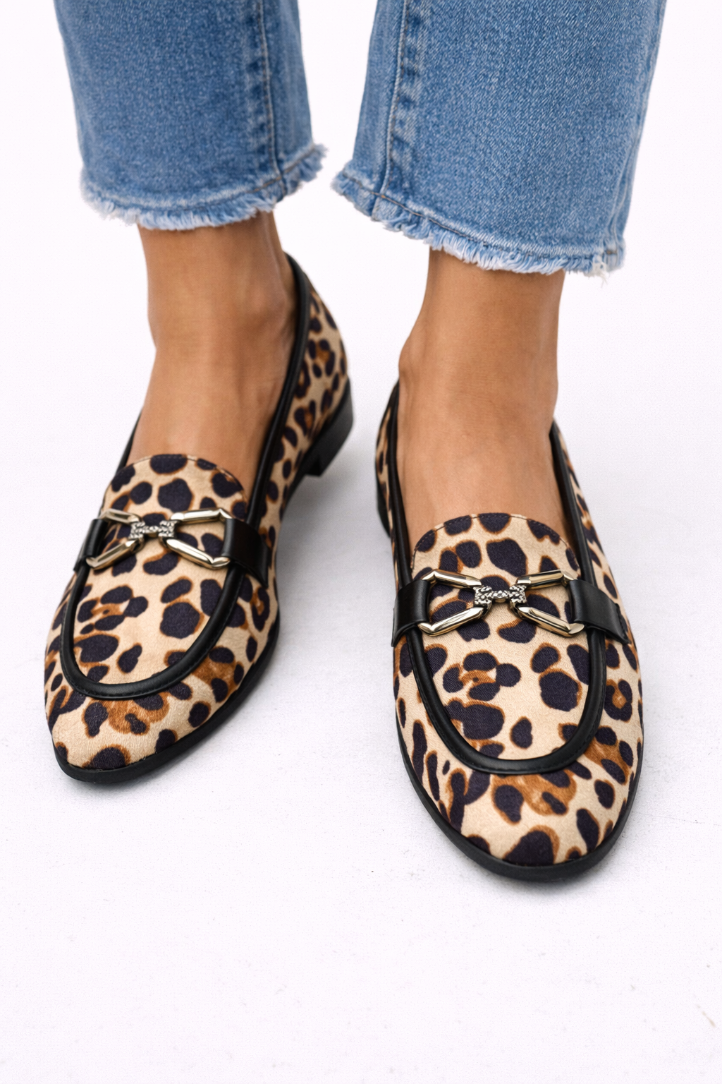 Genève - Moderne mocassins met luipaardprint