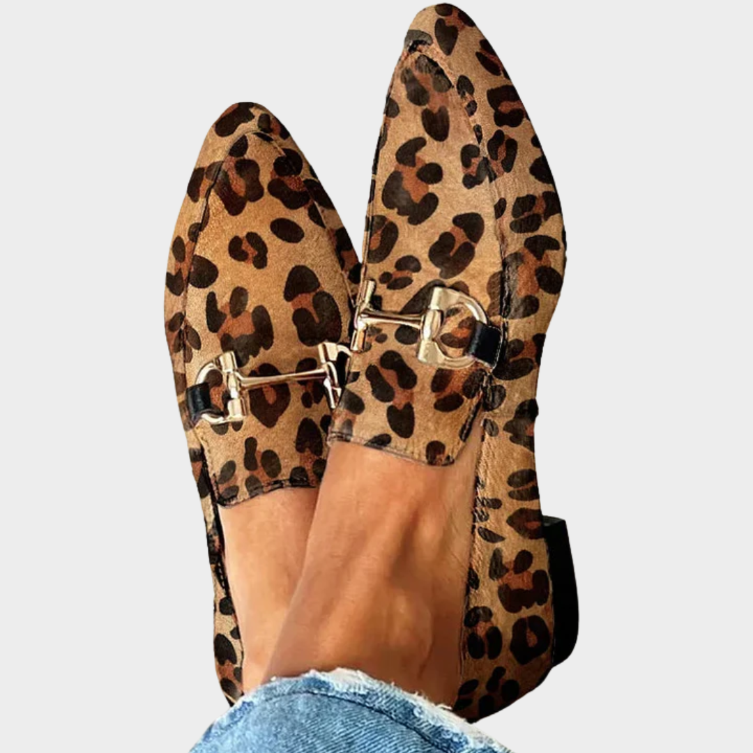 Gia - Elegante mocassins met luipaardprint