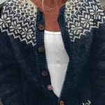 Gisela - Donkerblauw vest met sneeuwsterpatroon