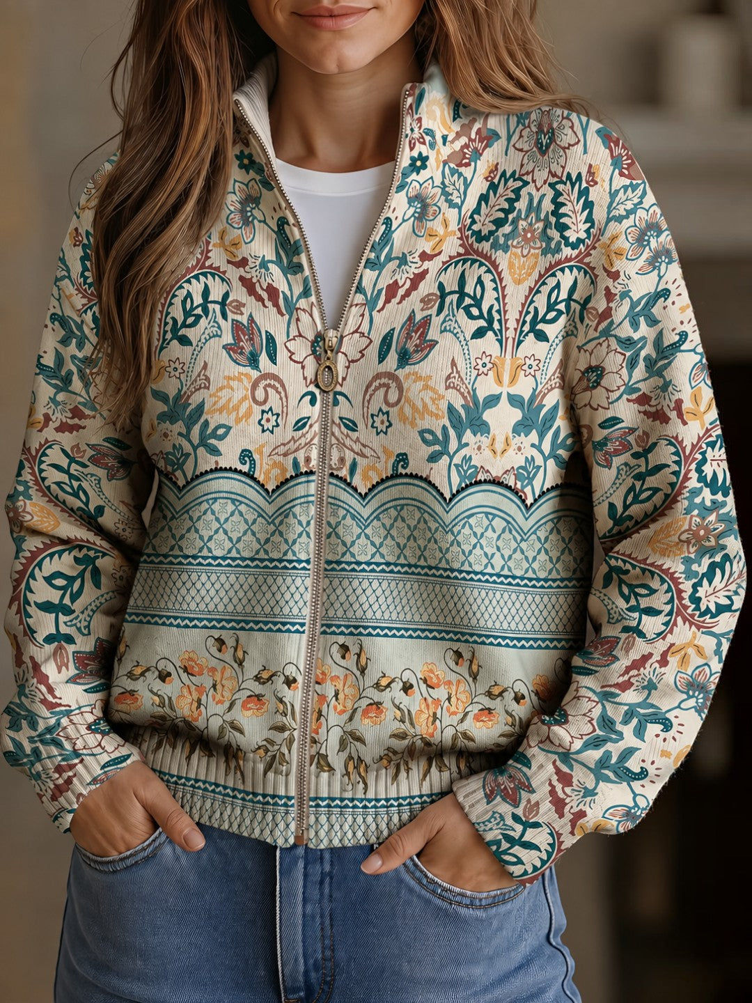 Gisela - Vest met bloemenrand