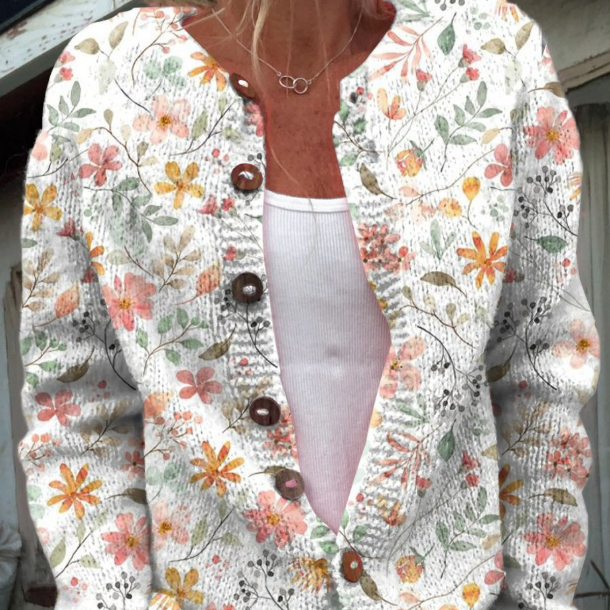 Greta - Vest met delicaat aquarel bloemenpatroon