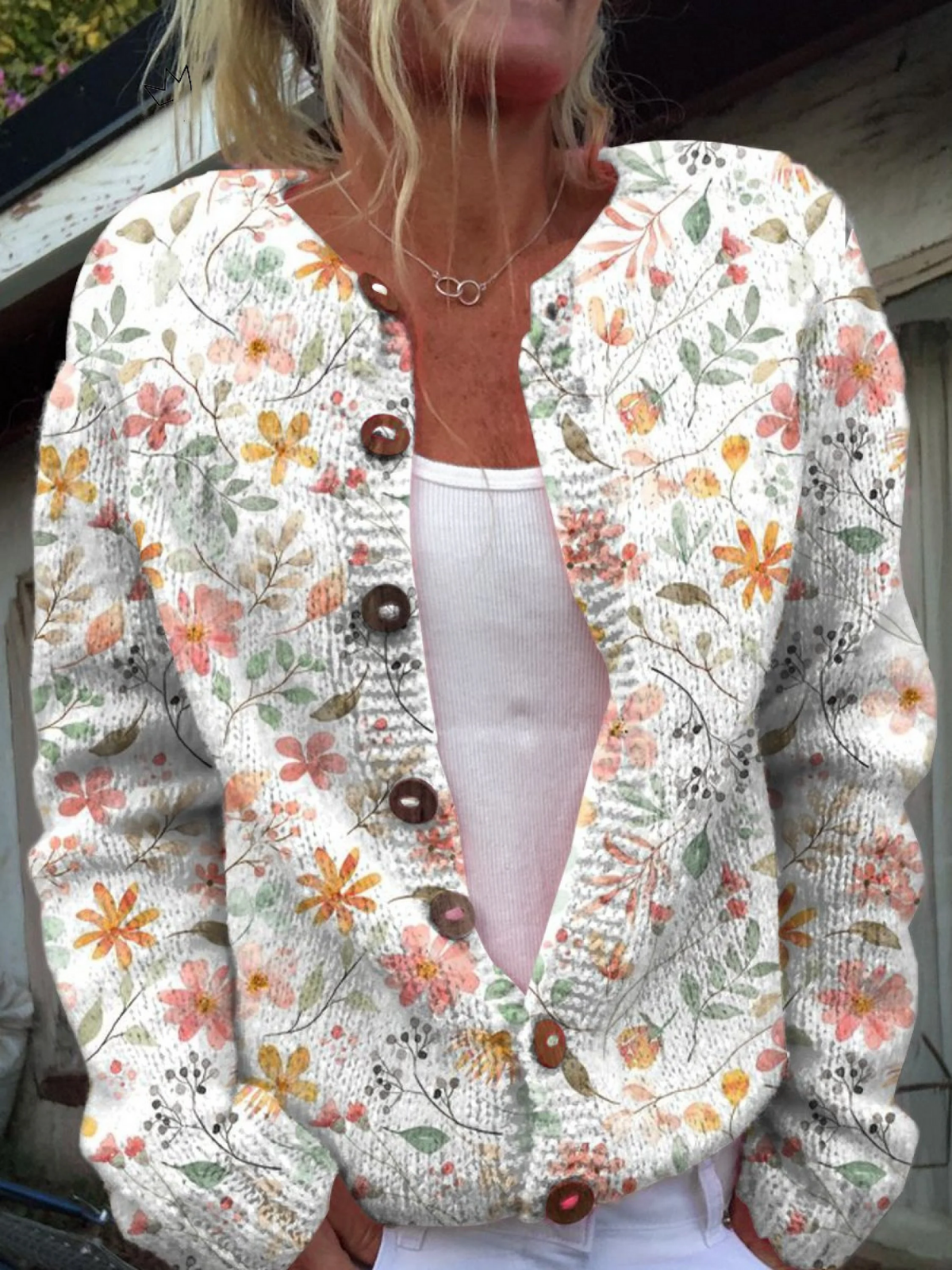 Greta - Vest met delicaat aquarel bloemenpatroon