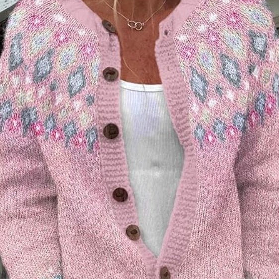 Hannelore - Roze vest met ruitpatroon