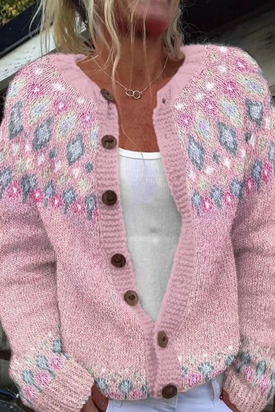 Hannelore - Roze vest met ruitpatroon