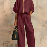 Henrietta - Tweedelige set met blouse en wijde broek