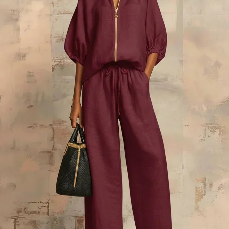 Henrietta - Tweedelige set met blouse en wijde broek