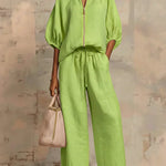 Henrietta - Tweedelige set met blouse en wijde broek
