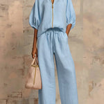 Henrietta - Tweedelige set met blouse en wijde broek