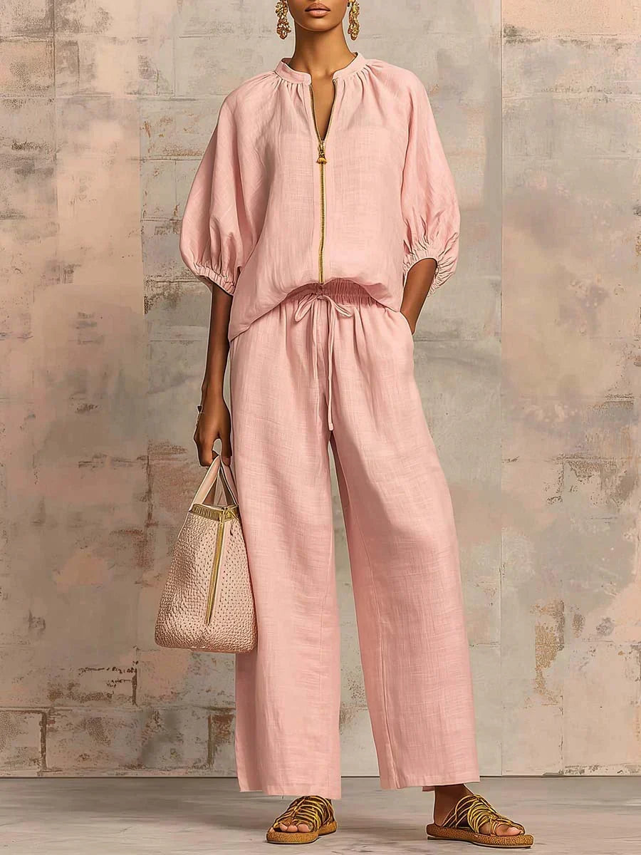 Henrietta - Tweedelige set met blouse en wijde broek