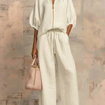 Henrietta - Tweedelige set met blouse en wijde broek