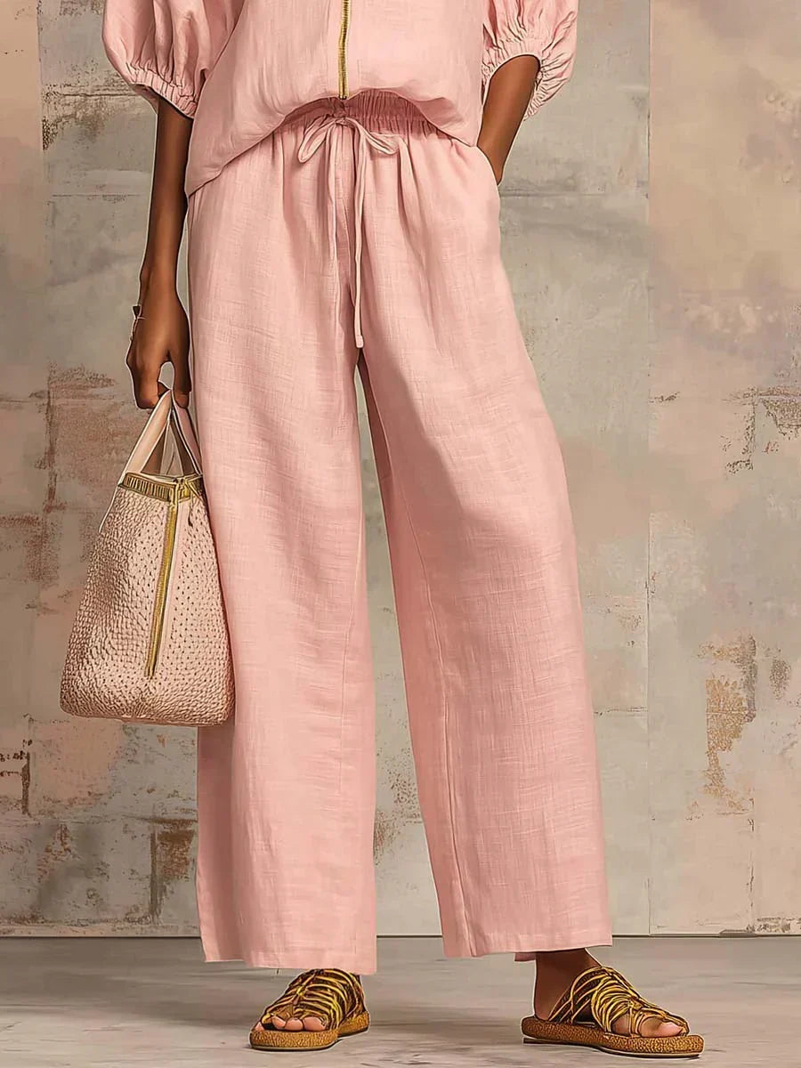 Henrietta - Tweedelige set met blouse en wijde broek
