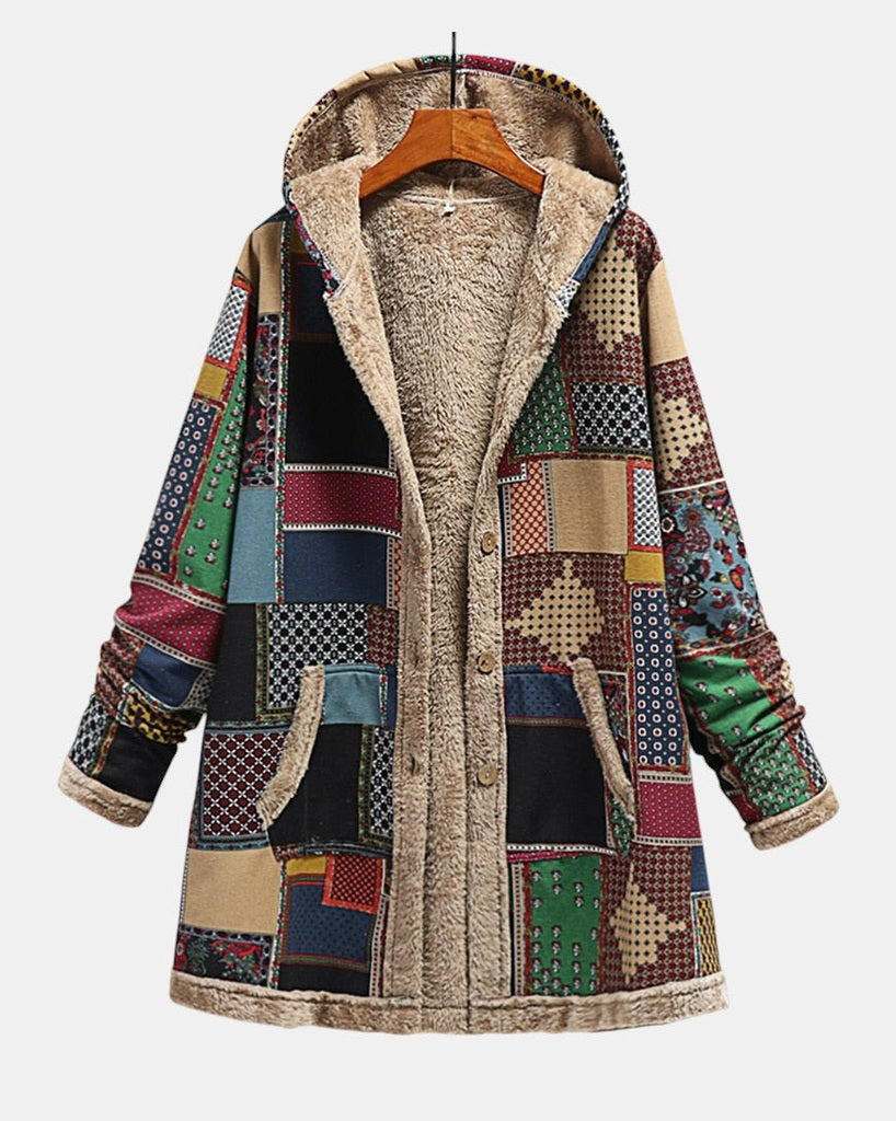 Herfst - Gezellige patchwork-Hoodie in aardetinten