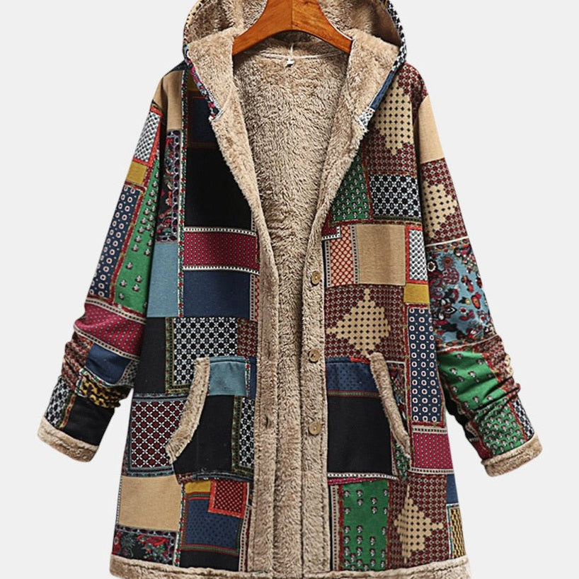 Herfst - Gezellige patchwork-Hoodie in aardetinten