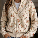 Ingrid - Gebreid vest met delicate bloemenranken