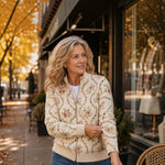 Ingrid - Gebreid vest met delicate bloemenranken