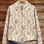 Ingrid - Gebreid vest met delicate bloemenranken
