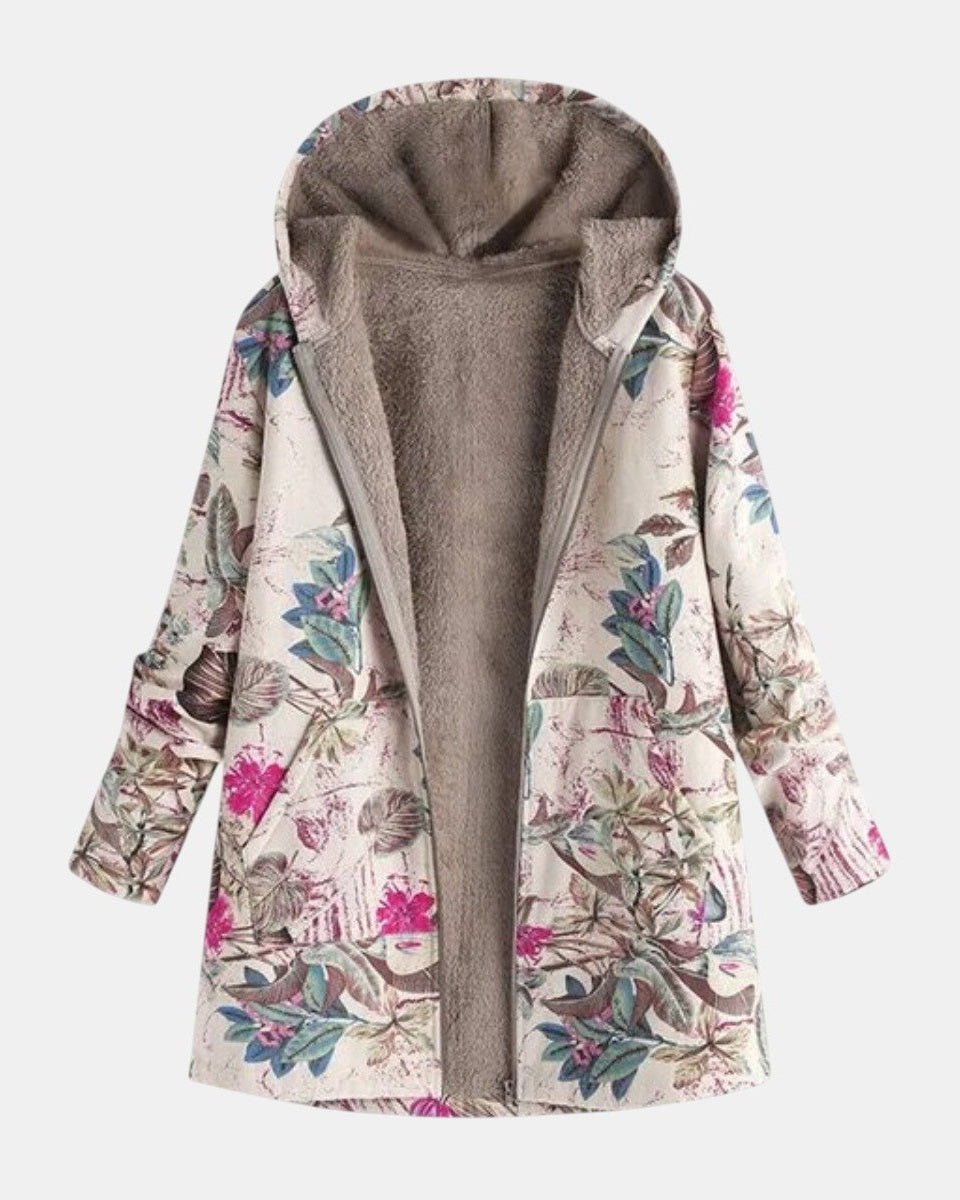 Ivy - Pastelkleurige fleecejack met botanisch patroon