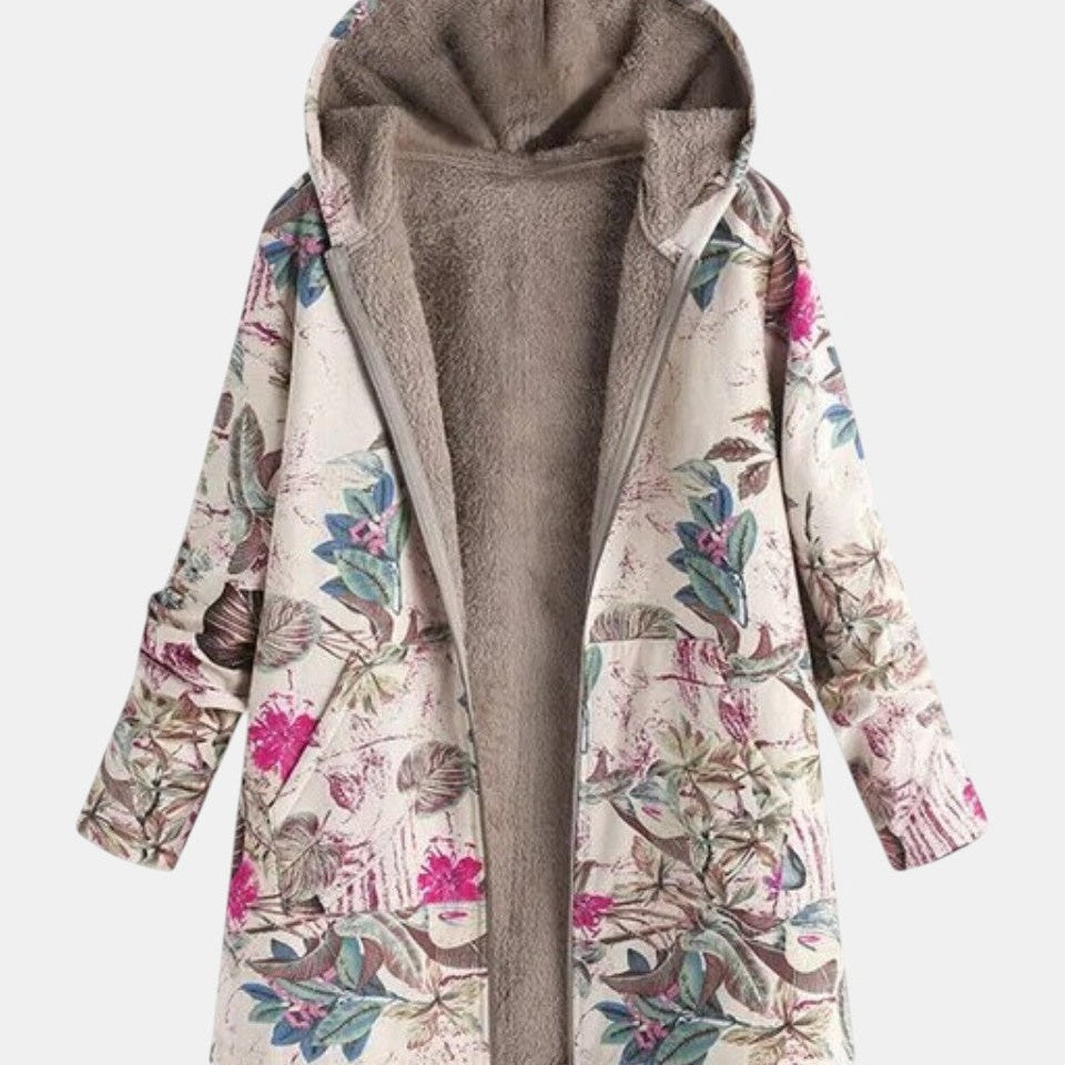 Ivy - Pastelkleurige fleecejack met botanisch patroon