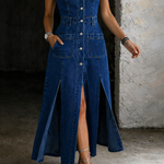 Janine - Denim giletjurk met open voorkant