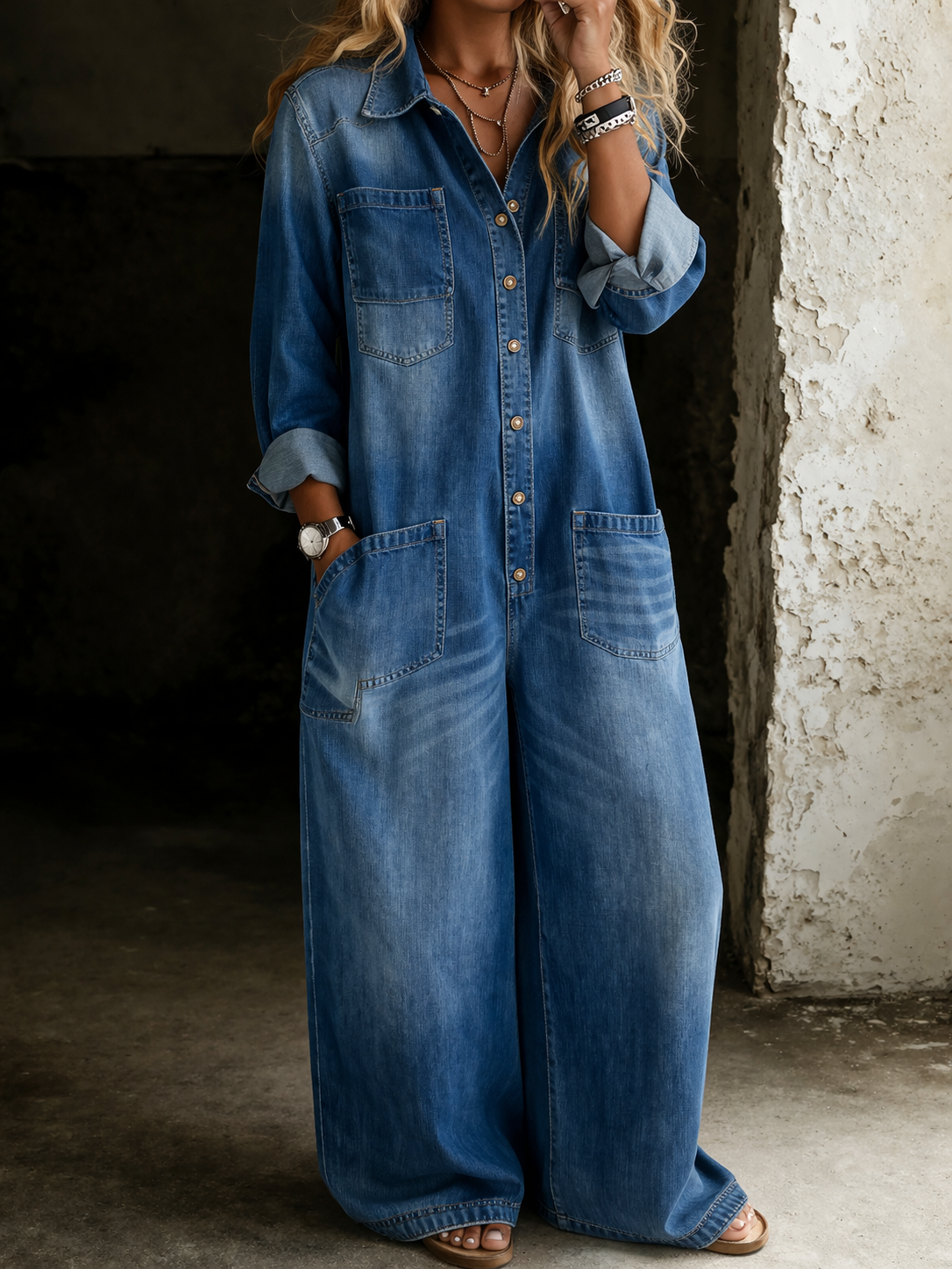 Jeanine - Casual denim tuinbroek