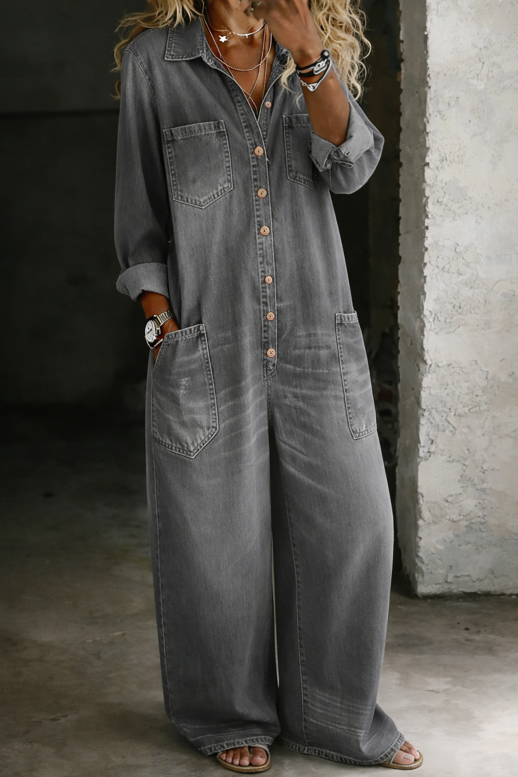 Jeanine - Casual denim tuinbroek