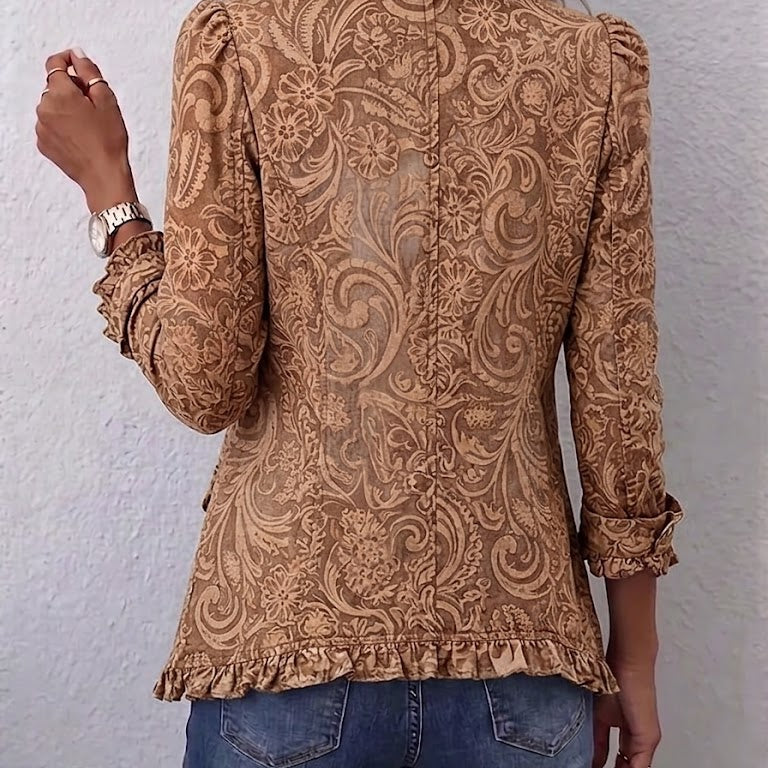 Jella - Vintage jasje met ruches en boho-bloemenprint
