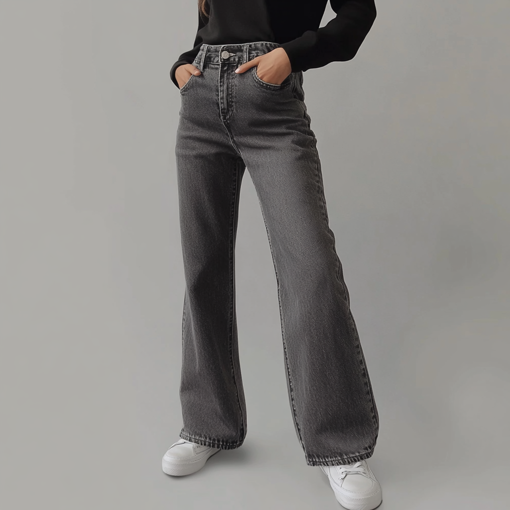Joanne - Grijze damesbroek wide leg