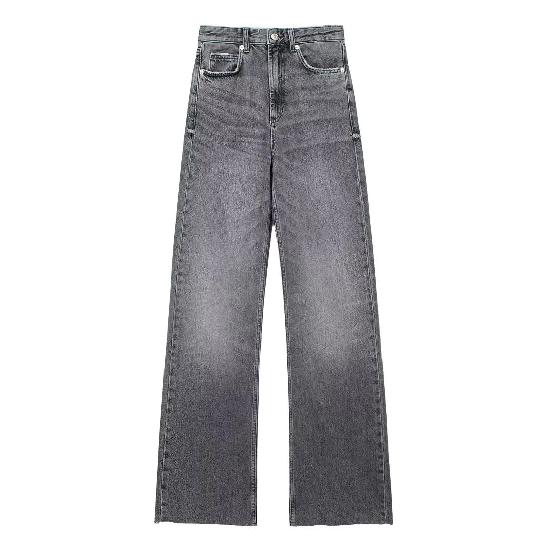 Joanne - Grijze damesbroek wide leg