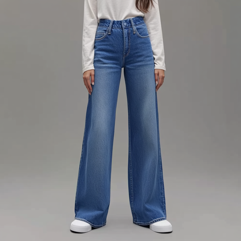 Juliette - Blauwe damesbroek wide leg