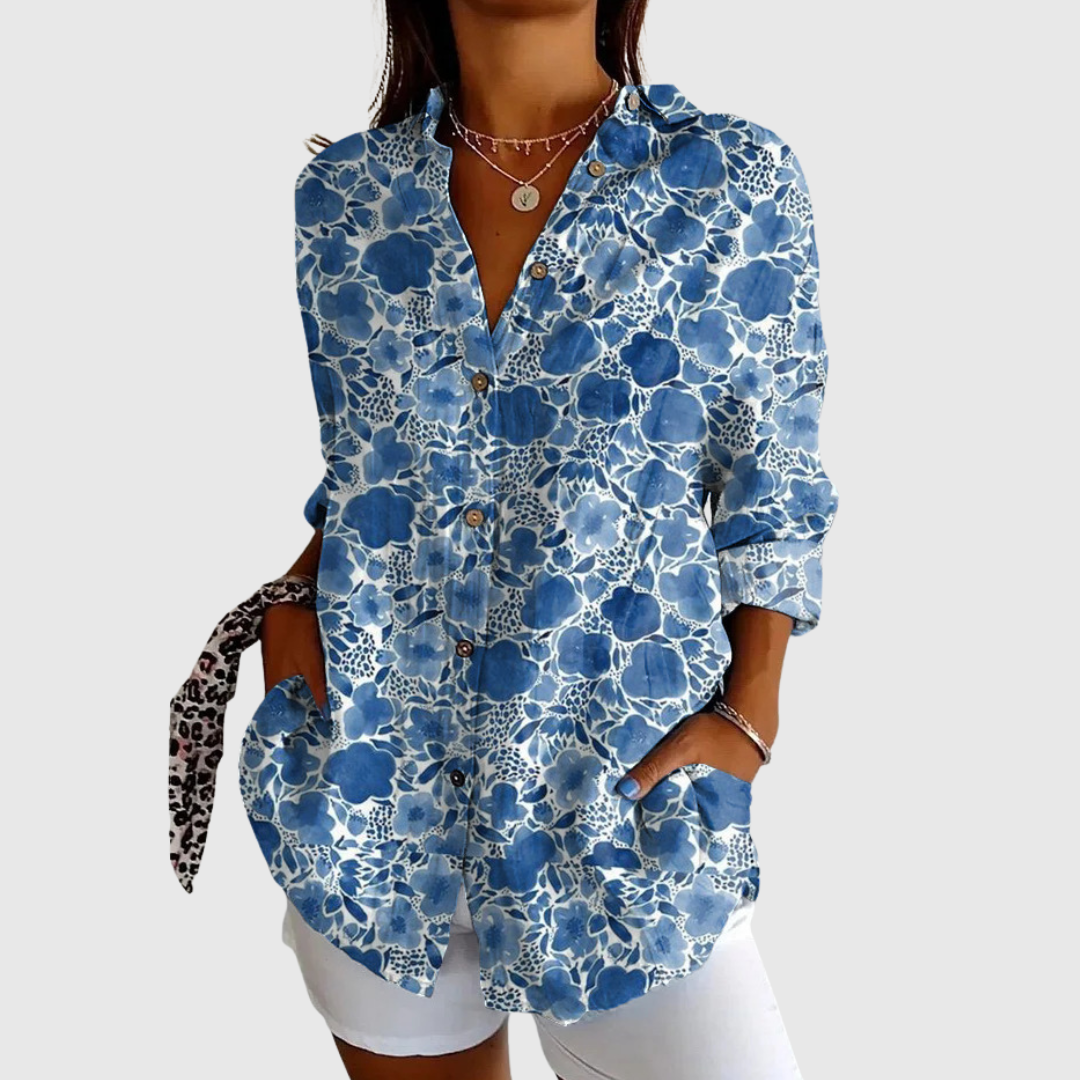 Katrine - Elegante bloemenblouse met knopen