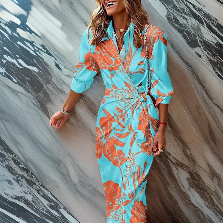 Lente - Jurk met wikkelprint