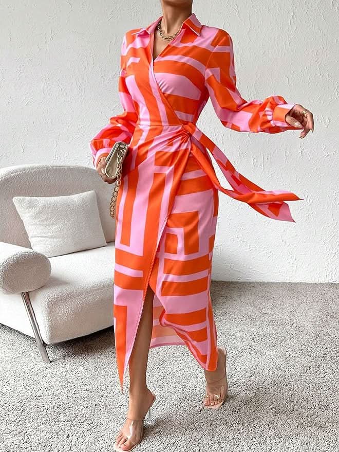Lente - Jurk met wikkelprint