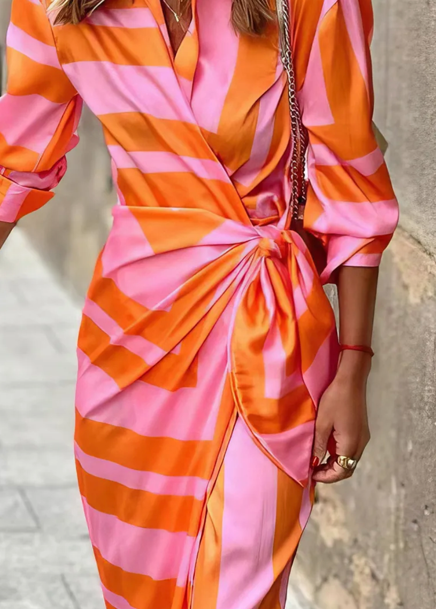 Lente - Jurk met wikkelprint