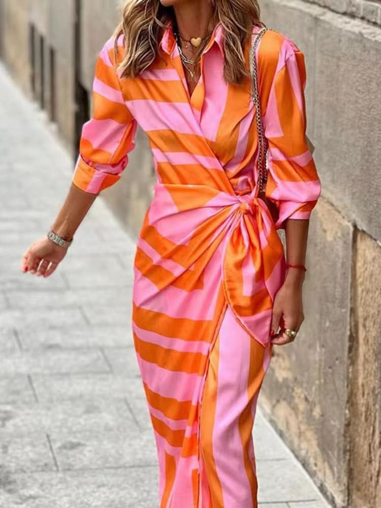 Lente - Jurk met wikkelprint