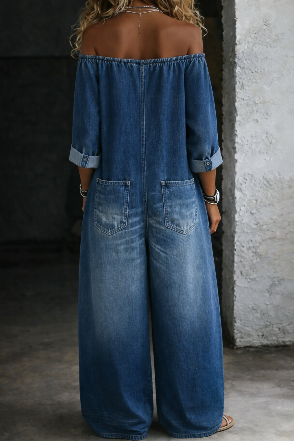 Lieselot - Jumpsuit met blote schouders en lange mouwen
