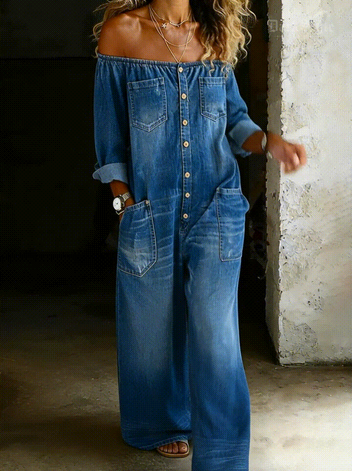 Lieselot - Jumpsuit met blote schouders en lange mouwen