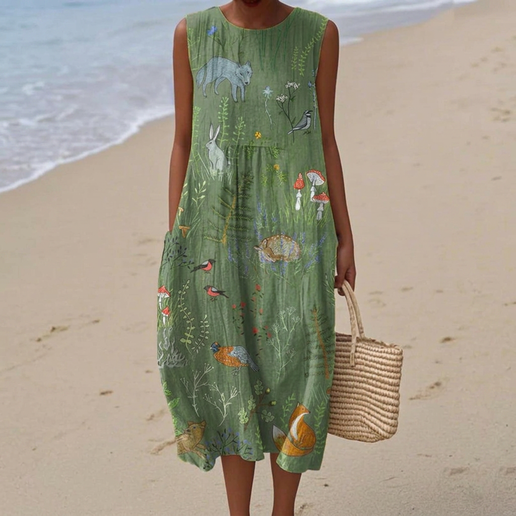 Lila - Mouwloze midi-jurk