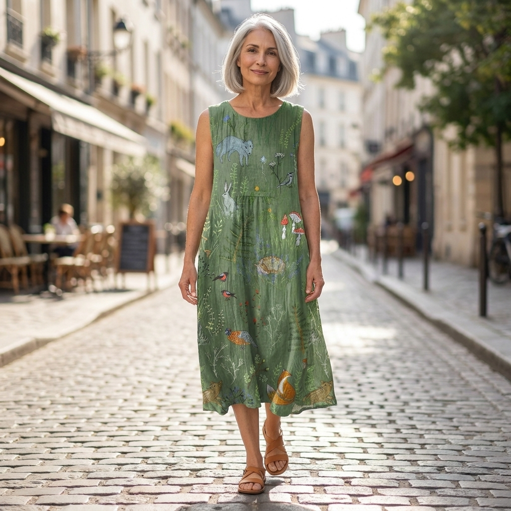 Lila - Mouwloze midi-jurk