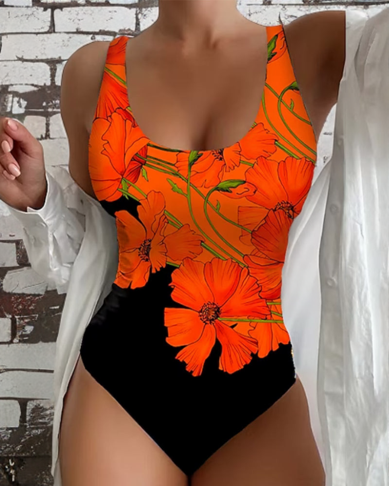 Lucy - Elegante Eendelig Badpak met Bloemenpatroon