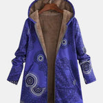 Luna - Marineblauwe fleecehoodie met mandalapatroon