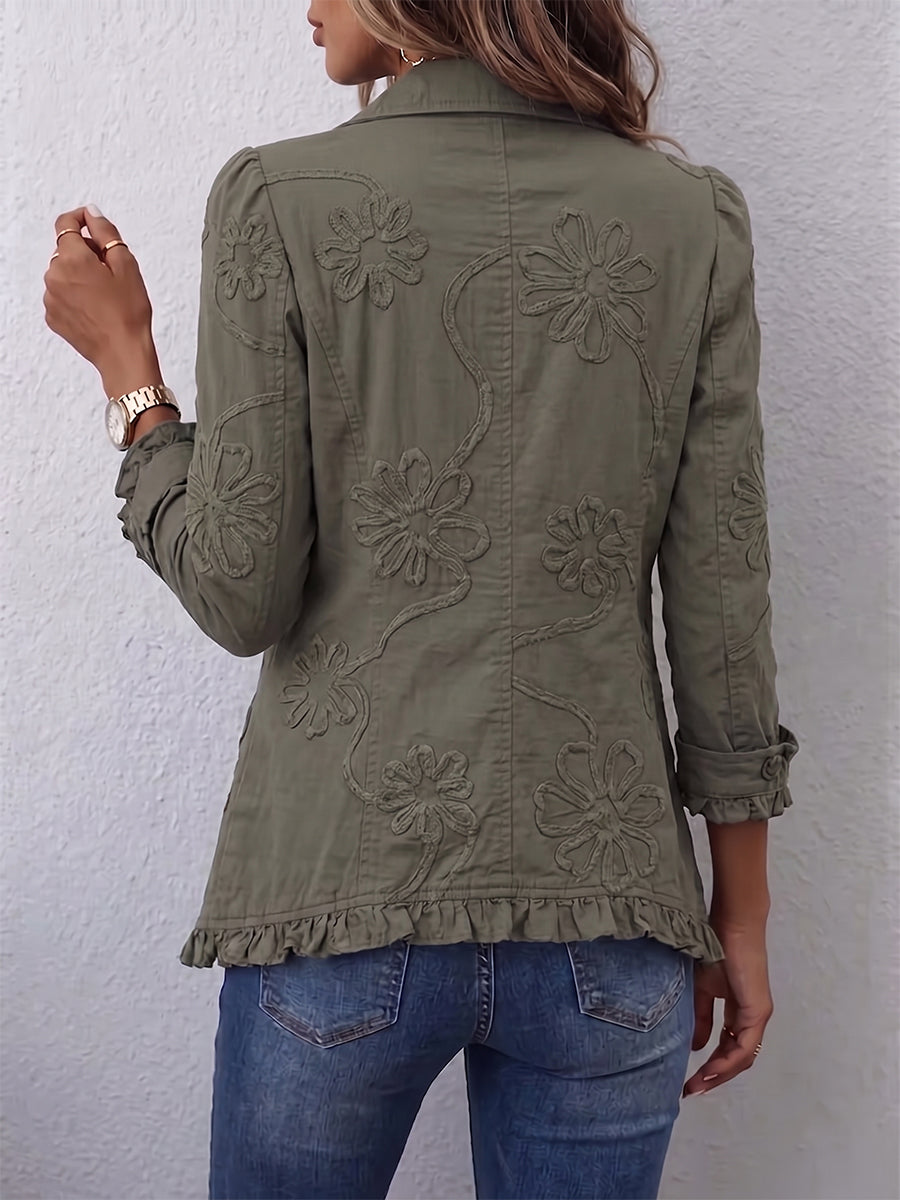 Mabel - Boho jasje met geborduurde bloemen en ruches