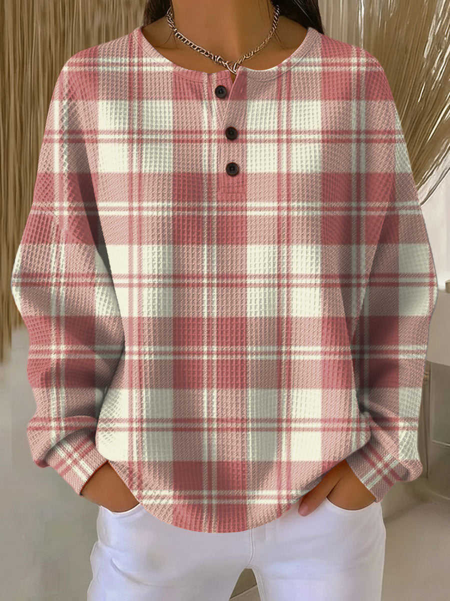 Marije – Rose and Cream Checked Jumper