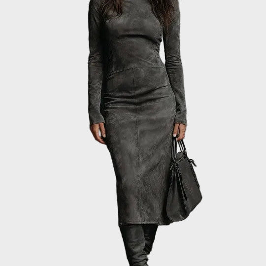 Marjan - Midi-jurk met lange mouwen