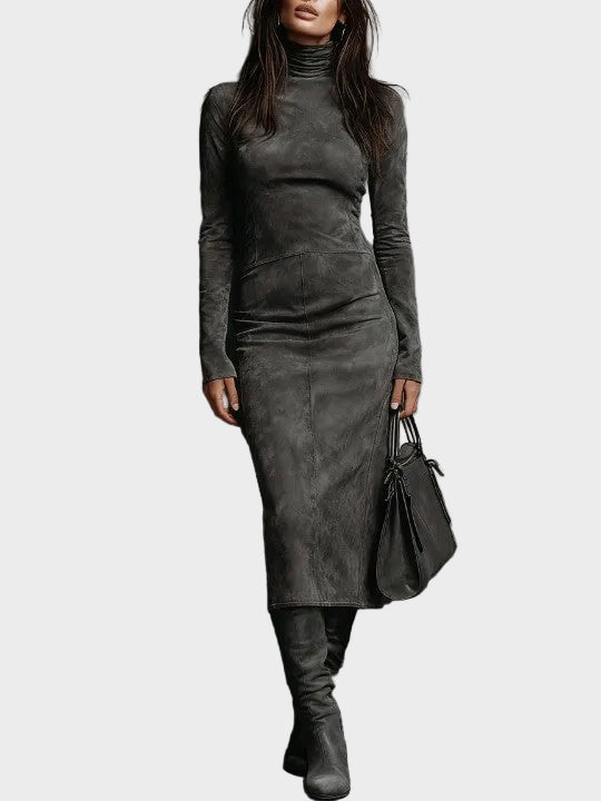 Marjan - Midi-jurk met lange mouwen