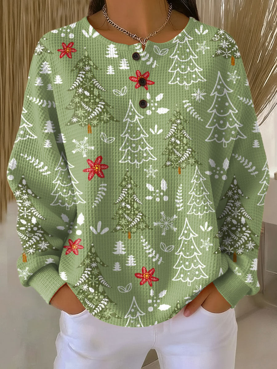 Marloes - Kersttrui in groen met dennen