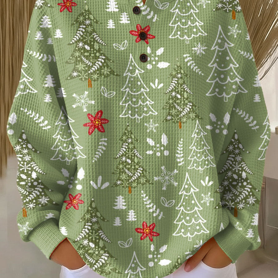 Marloes - Kersttrui in groen met dennen