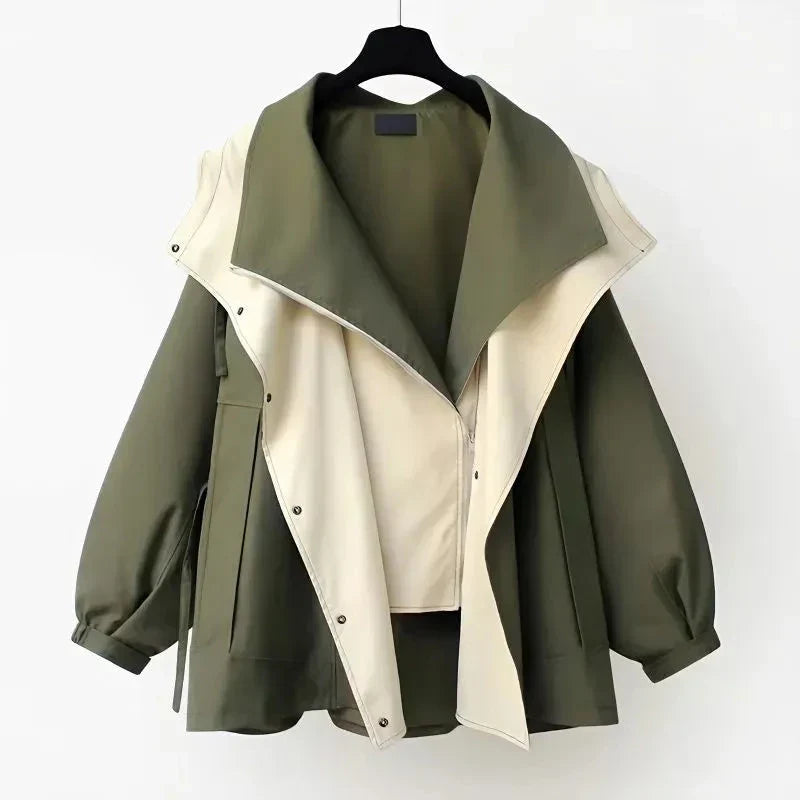 Michelle - Moderne tweekleurige trenchcoat