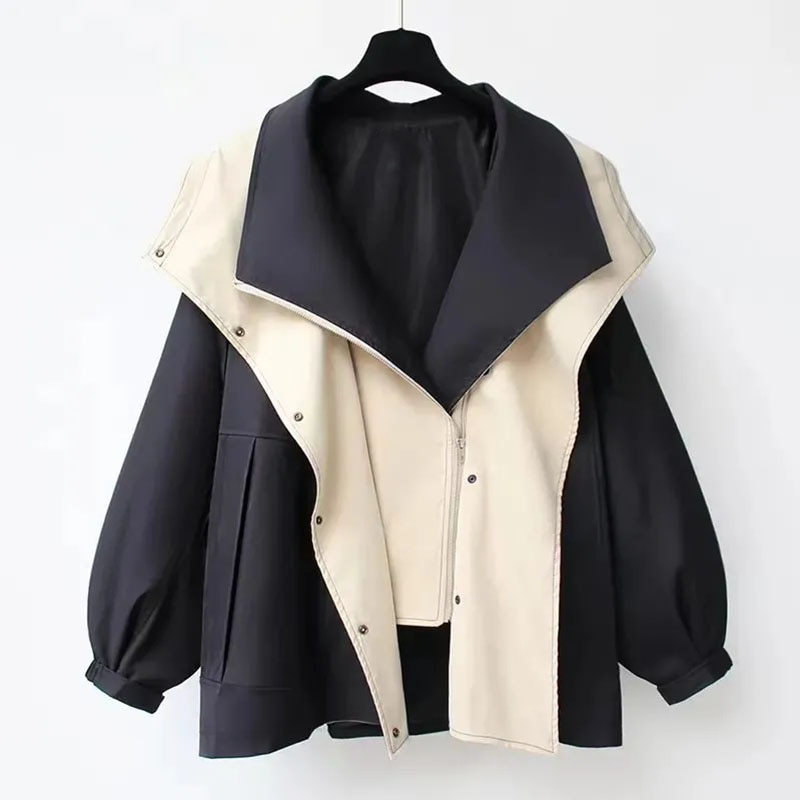 Michelle - Moderne tweekleurige trenchcoat