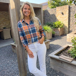 Nele - Geruite damesblouse met lange mouwen